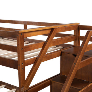 English Elm Twin-over-twin Bunk Bed with Trundle Stair Storage Kids Shared Bedroom White LT000064AAD