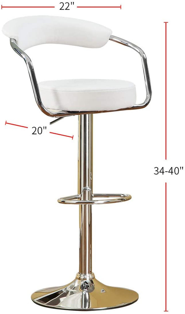 English Elm Contemporary White Diner Bar Stools Set of 2 – Adjustable Swivel Counter Height, Cushioned Retro PVC Seats HS00F1560-ID-AHD