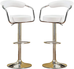 English Elm Contemporary White Diner Bar Stools Set of 2 – Adjustable Swivel Counter Height, Cushioned Retro PVC Seats HS00F1560-ID-AHD