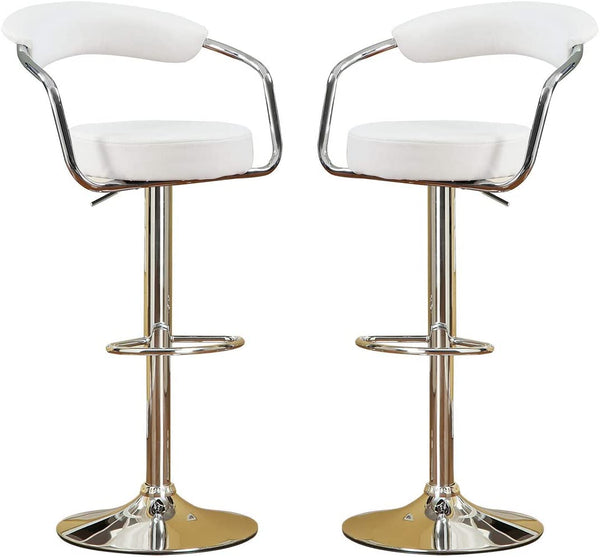 English Elm Contemporary White Diner Bar Stools Set of 2 – Adjustable Swivel Counter Height, Cushioned Retro PVC Seats HS00F1560-ID-AHD