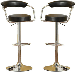 English Elm Contemporary Adjustable Height Bar Stools Set of 2 with Tufted Faux Leather Seats, Padded Arms and Back Black 16 L x 21 W x 23 H HS00F1559-ID-AHD