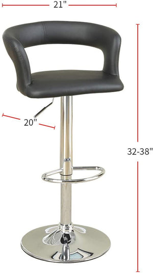 English Elm Bar Stools Set of 2 Adjustable Faux Leather Kitchen Island Seating Chrome Base HS00F1555-ID-AHD
