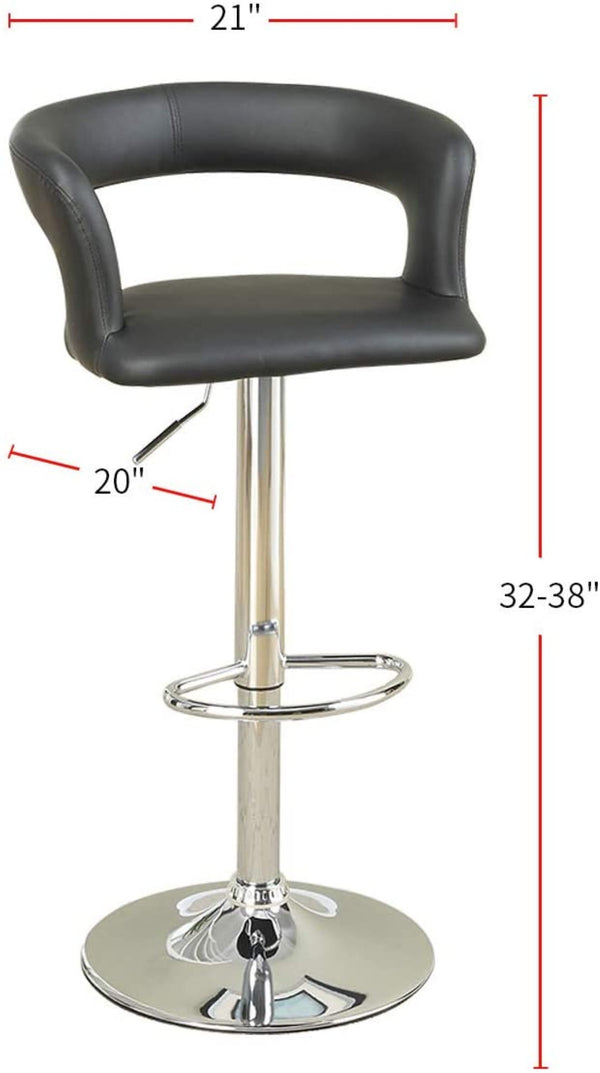 English Elm Bar Stools Set of 2 Adjustable Faux Leather Kitchen Island Seating Chrome Base HS00F1555-ID-AHD