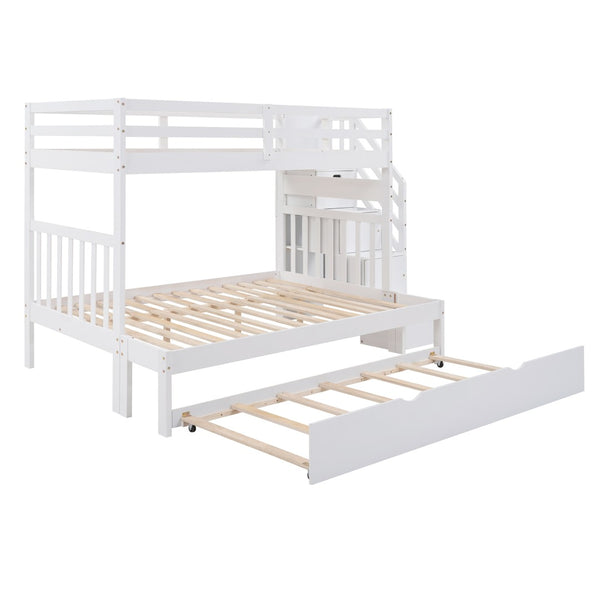 English Elm Twin Over Full Bunk Bed with Staircase Storage Drawers and Pull Out Trundle LT000025AAK-2