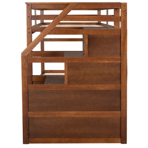 English Elm Twin-over-twin Bunk Bed with Trundle Stair Storage Kids Shared Bedroom White LT000064AAD