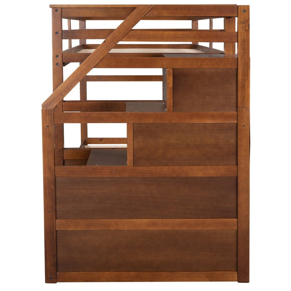 English Elm Twin-over-twin Bunk Bed with Trundle Stair Storage Kids Shared Bedroom White LT000064AAD