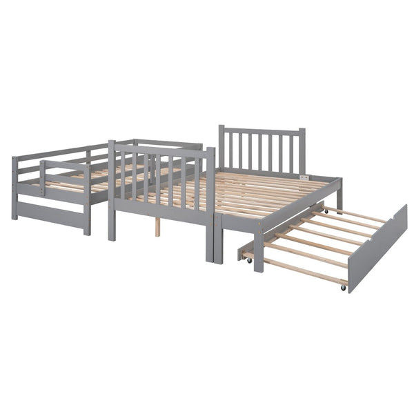 English Elm Twin Over Full Bunk Bed with Staircase Storage Drawers and Pull Out Trundle LT000025AAE-2