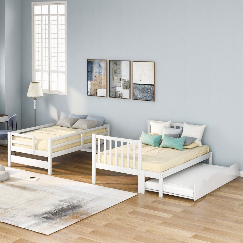 English Elm Twin Over Full Bunk Bed with Staircase Storage Drawers and Pull Out Trundle LT000025AAK-2