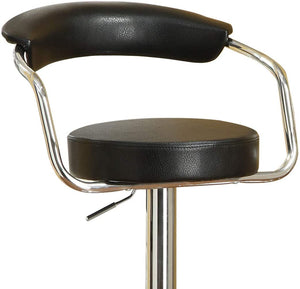 English Elm Contemporary Adjustable Height Bar Stools Set of 2 with Tufted Faux Leather Seats, Padded Arms and Back Black 16 L x 21 W x 23 H HS00F1559-ID-AHD