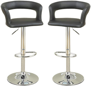 English Elm Bar Stools Set of 2 Adjustable Faux Leather Kitchen Island Seating Chrome Base HS00F1555-ID-AHD