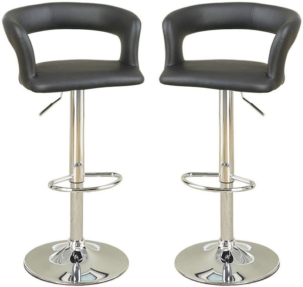 English Elm Bar Stools Set of 2 Adjustable Faux Leather Kitchen Island Seating Chrome Base HS00F1555-ID-AHD