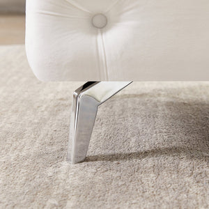 English Elm Button-Tufted Velvet Ottoman Bench White 51.2" L Chrome Legs Upholstered Foam Seat Accent Stool W58839780