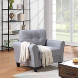 English Elm 35" Modern Living Room Armchair Linen Upholstered Couch Furniture For Home Or Office ,Light Grey-Blue,(1-Seat,Old Sku:Wf288517Aac)