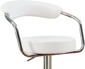 English Elm Contemporary White Diner Bar Stools Set of 2 – Adjustable Swivel Counter Height, Cushioned Retro PVC Seats HS00F1560-ID-AHD