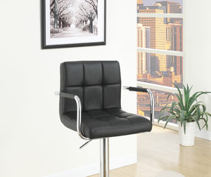 English Elm Black Faux Leather Adjustable Bar Stools Set of 2 - Tufted High Back, Padded Arms, Counter Height Comfort HS00F1557-ID-AHD