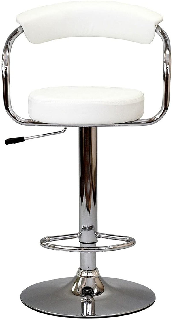 English Elm Contemporary White Diner Bar Stools Set of 2 – Adjustable Swivel Counter Height, Cushioned Retro PVC Seats HS00F1560-ID-AHD