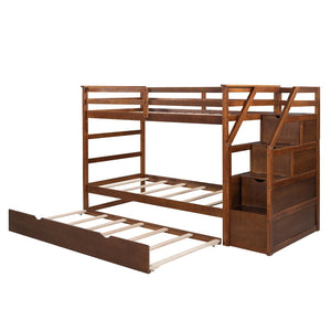 English Elm Twin-over-twin Bunk Bed with Trundle Stair Storage Kids Shared Bedroom White LT000064AAD