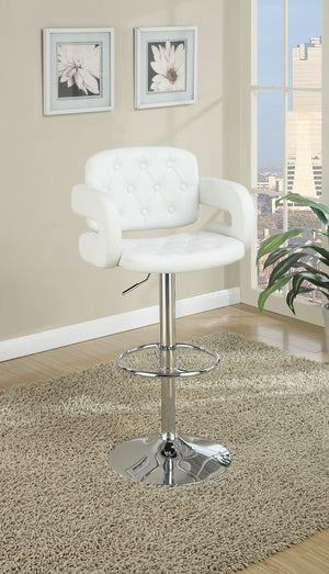 English Elm Classic Tufted Faux Leather Armrest Bar Stool with Chrome Base, Adjustable Height Swivel Comfort White 17 L x 23 W x 21 H HS00F1562-ID-AHD