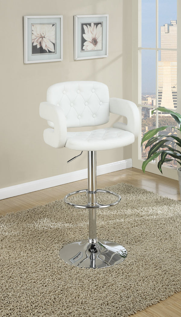 English Elm Classic Tufted Faux Leather Armrest Bar Stool with Chrome Base, Adjustable Height Swivel Comfort White 17 L x 23 W x 21 H HS00F1562-ID-AHD