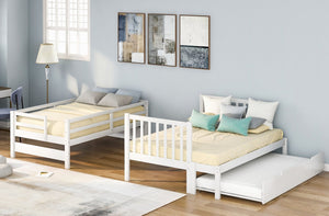 English Elm Twin Over Full Bunk Bed with Staircase Storage Drawers and Pull Out Trundle LT000025AAK-2