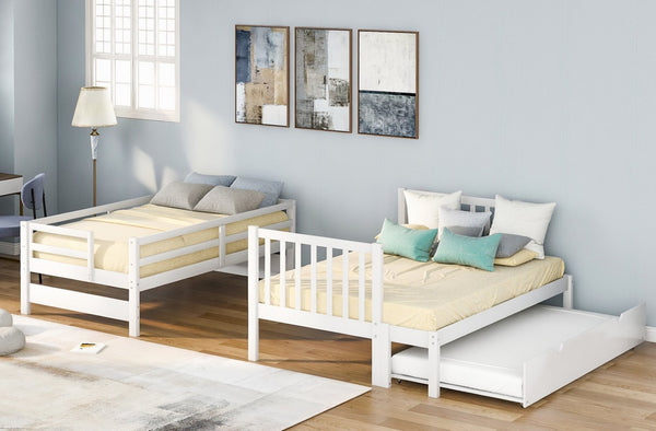 English Elm Twin Over Full Bunk Bed with Staircase Storage Drawers and Pull Out Trundle LT000025AAK-2