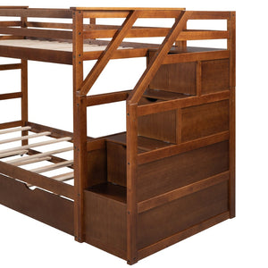 English Elm Twin-over-twin Bunk Bed with Trundle Stair Storage Kids Shared Bedroom White LT000064AAD