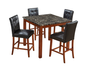 English Elm Beautiful 5pc Counter Height Dining Set with Square Table and Faux Leather Upholstered Chairs, Modern Chic Design Brown 46.25 L x 46.25 W x 14 H ESFTID594-5PC-SHB