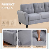 English Elm Modern Living Room Sofa Set Linen Upholstered Couch Furniture For Home Or Office ,Light Grey-Blue,(1+2+3-Seat,Old Sku:Sg000373Aaa)