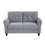 English Elm Modern Living Room Sofa Set Linen Upholstered Couch Furniture For Home Or Office ,Light Grey-Blue,(1+2 Seat,Old Sku:Sg000365Aaa)