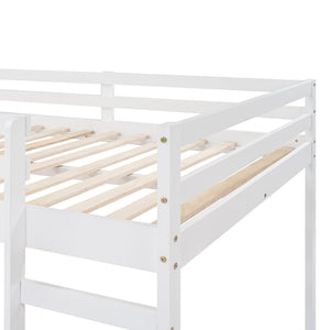 English Elm Loft Bed with Built in Slide Solid Pine Full Size Frame for Kids Playroom WF286242AAK