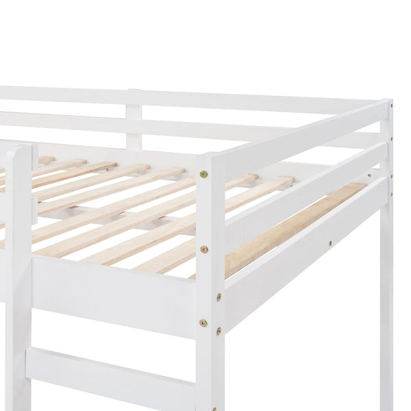 English Elm Loft Bed with Built in Slide Solid Pine Full Size Frame for Kids Playroom WF286242AAK