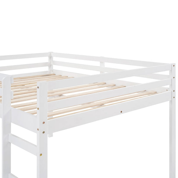 English Elm Loft Bed with Built in Slide Solid Pine Full Size Frame for Kids Playroom WF286242AAK