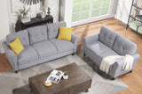 English Elm Modern Living Room Sofa Set Linen Upholstered Couch Furniture For Home Or Office ,Light Grey,(2+3-Seat,Old Sku:Sg000372Aaa)