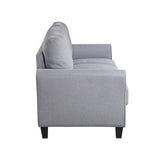 English Elm Modern Living Room Sofa Set Linen Upholstered Couch Furniture For Home Or Office ,Light Grey-Blue,(1+3-Seat,Old Sku:Sg000371Aaa)