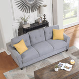 English Elm Modern Living Room Sofa Set Linen Upholstered Couch Furniture For Home Or Office ,Light Grey-Blue,(1+3-Seat,Old Sku:Sg000371Aaa)