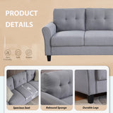 English Elm Modern Living Room Sofa Set Linen Upholstered Couch Furniture For Home Or Office ,Light Grey-Blue,(1+3-Seat,Old Sku:Sg000371Aaa)