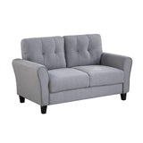 English Elm Modern Living Room Sofa Set Linen Upholstered Couch Furniture For Home Or Office ,Light Grey-Blue,(1+2 Seat,Old Sku:Sg000365Aaa)