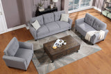 English Elm Modern Living Room Sofa Set Linen Upholstered Couch Furniture For Home Or Office ,Light Grey-Blue,(1+2+3-Seat,Old Sku:Sg000373Aaa)