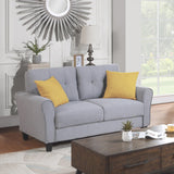 English Elm Modern Living Room Sofa Set Linen Upholstered Couch Furniture For Home Or Office ,Light Grey-Blue,(1+2+3-Seat,Old Sku:Sg000373Aaa)