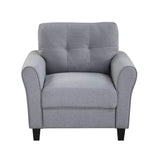 English Elm 35" Modern Living Room Armchair Linen Upholstered Couch Furniture For Home Or Office ,Light Grey-Blue,(1-Seat,Old Sku:Wf288517Aac)