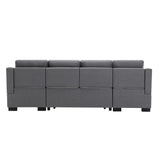 English Elm Upholstery Sleeper Sectional Sofa With Double Storage Spaces, 2 Tossing Cushions, Grey