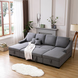 Hearth and Haven Upholstery Sectional Sofa with Double Storage Spaces and 2 Tossing Cushions, Grey