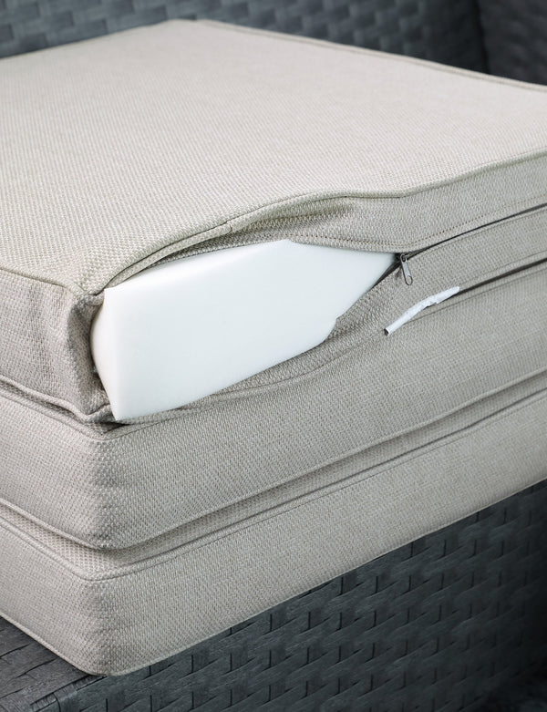 English Elm PE Hand Made WICKER SECTIONAL SINGLE SOFA Brown Gray Outdoor 5-Seater UV-Proof Cushions Easy Assembly Durable W349111242