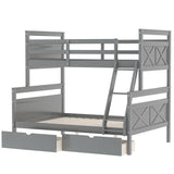 Hearth and Haven Indux Twin over Full Bunk Bed with Ladder and Two Storage Drawers, Grey GX000119AAE