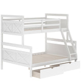 Hearth and Haven Indux Twin over Full Bunk Bed with Ladder and Two Storage Drawers, White GX000119AAK