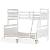 Hearth and Haven Indux Twin over Full Bunk Bed with Ladder and Two Storage Drawers, White GX000119AAK