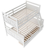 Hearth and Haven Indux Twin over Full Bunk Bed with Ladder and Two Storage Drawers, White GX000119AAK