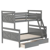 Hearth and Haven Indux Twin over Full Bunk Bed with Ladder and Two Storage Drawers, Grey GX000119AAE