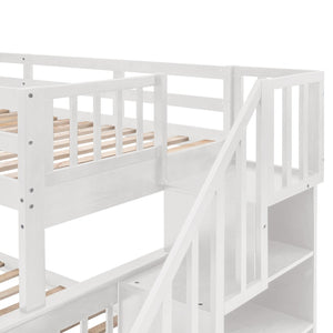 English Elm Stairway Twin Over Full Bunk Bed with Stair Storage Espresso Frame for Kids LT000219AAK-1