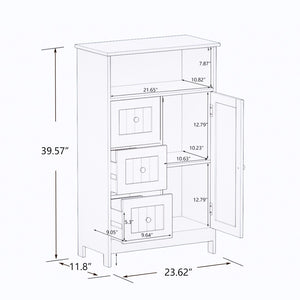 English Elm Bathroom Freestanding Storage Cabinet with 3 Drawers White Mdf Slim Tall Design W28235523